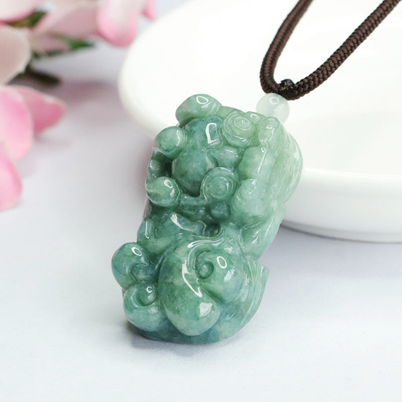 Jade Fortune Pixiu Sterling Silver Pendant