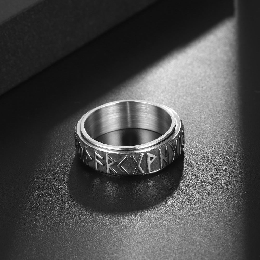 Viking Rune Titanium Steel Ring for Men - Retro Personalized Index Finger Jewelry