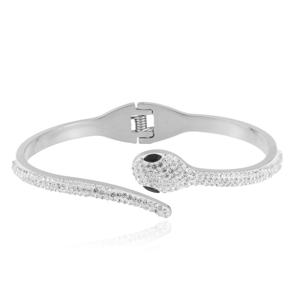 Elegant Titanium Steel Snake Bracelet for Women – Fashion-Forward Open Design