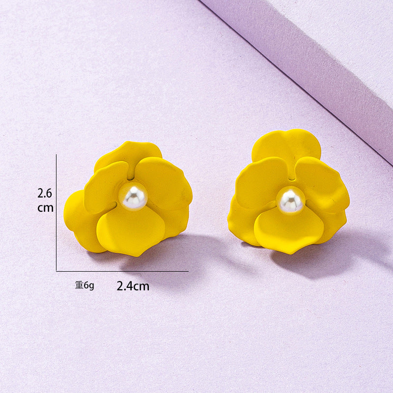 Sen Series Flower Alloy Earrings with Personalized Design