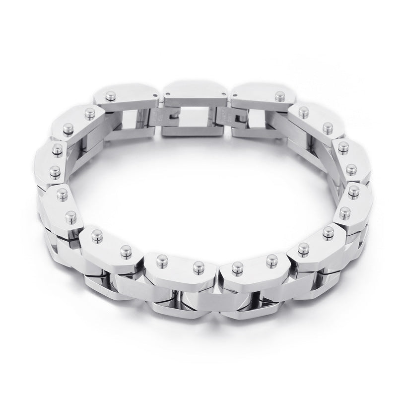 Electroplated Titanium Steel Men's Bracelet - European and American Punk Fashion Jewelry