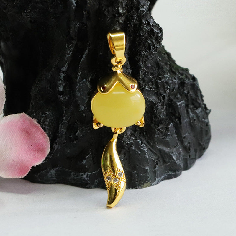 Beeswax Amber Fox Pendant crafted from Natural Materials