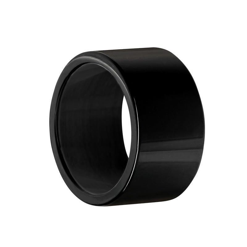 Glossy Titanium Steel Punk Tide Male Ring - Wide Band Hand Jewelry