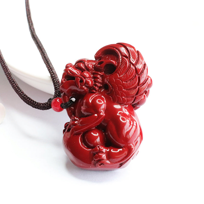 Cinnabar Pendant, Purple Gold Sand, Three-dimensional Flying Pixiu Pendant