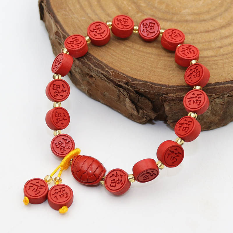 Red Sand and Sterling Silver Cinnabar Blessing Bracelet