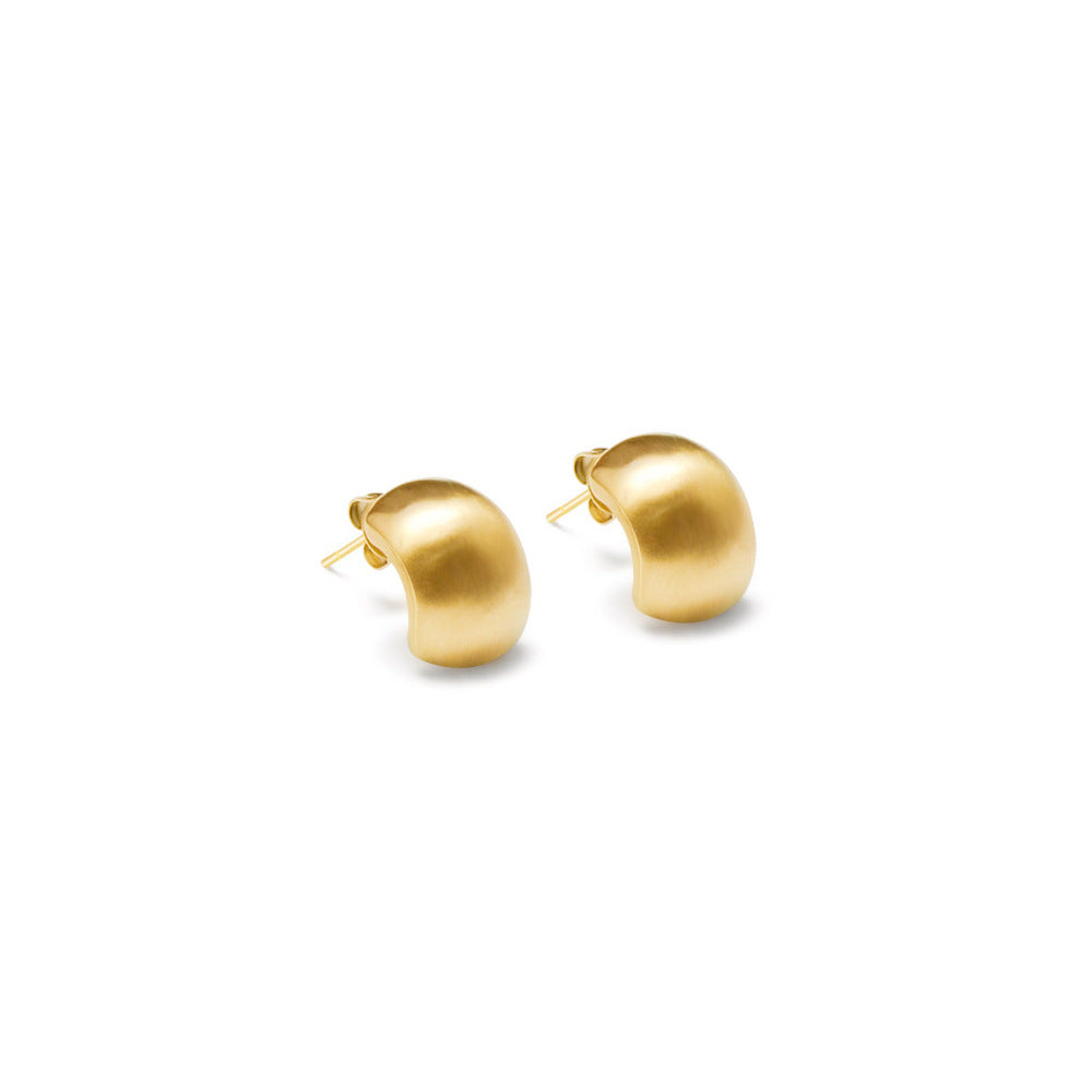 Golden Retro C-Shaped Earrings - Elegant Cross-Border Titanium Jewelry