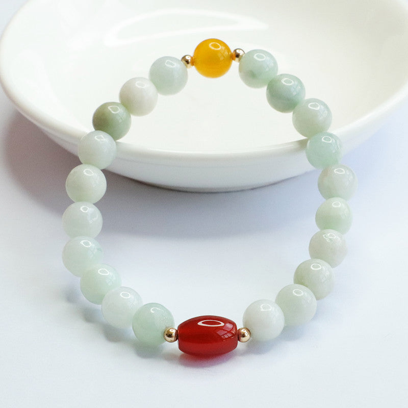 Fortune's Favor Sterling Silver Bracelet with Jade, Agate, and Chalcedony Gemstones