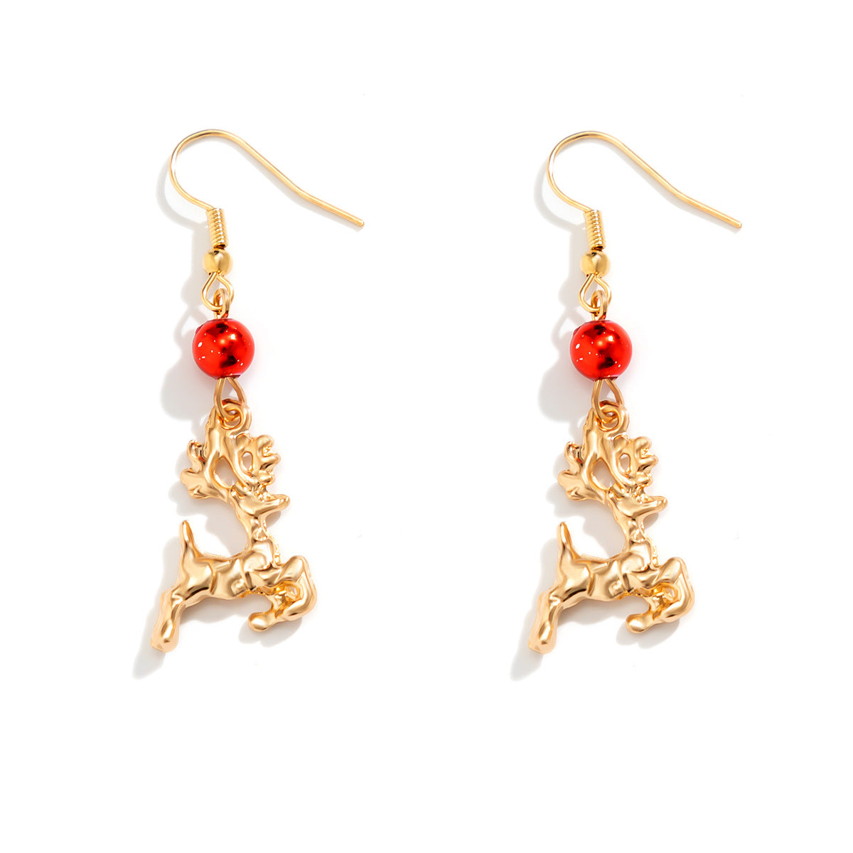 Festive Reindeer Rice Ball Bow Earrings with Colorful Christmas Tree Bell Tassel Detail