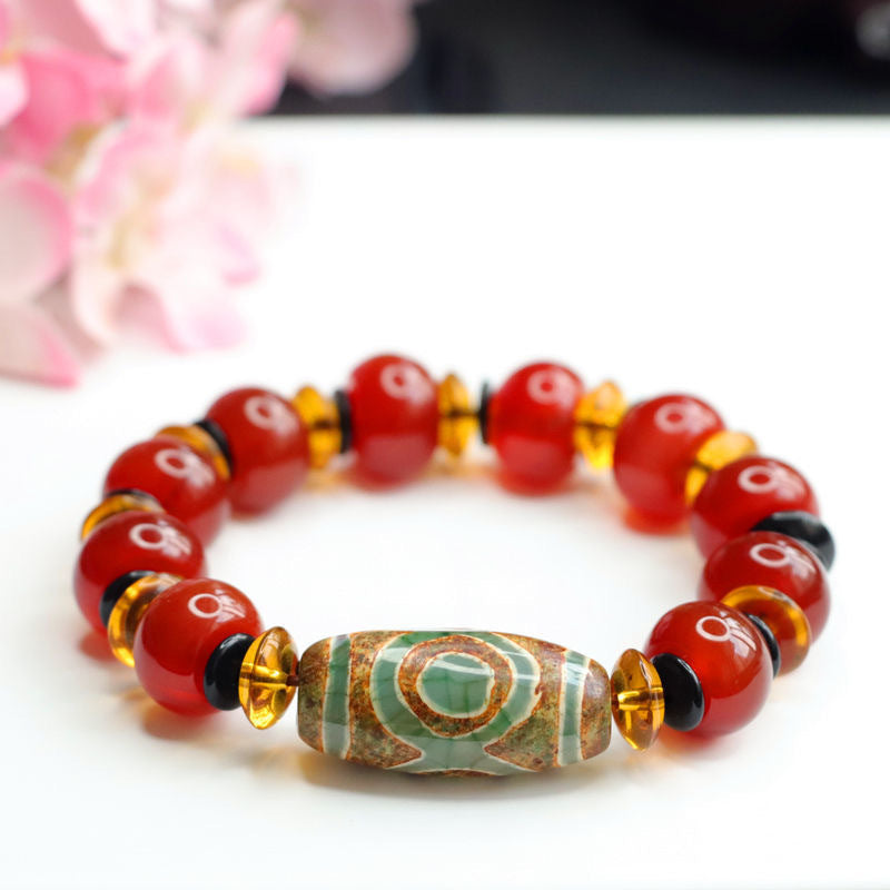 Heavenly Beaded Chalcedony and Red Agate Bracelet