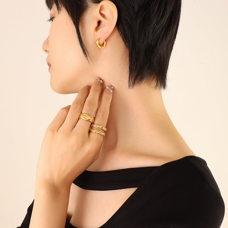 Chic Geometric 18K Gold-Plated Earrings with Unique Ear Clasp