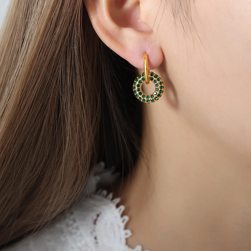 Luxurious Geometric Zircon Earrings: Premium Titanium Steel Jewelry for Stylish Women