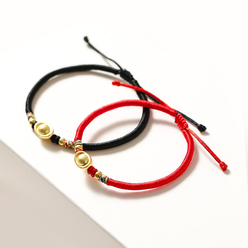 Fortune's Favor Sterling Silver Bracelet with Red Woven Rope - Perfect Gift for Birthdays and Love