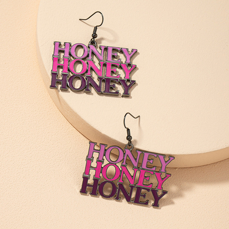 Color-Blocked Honey Earrings with European and American Influence