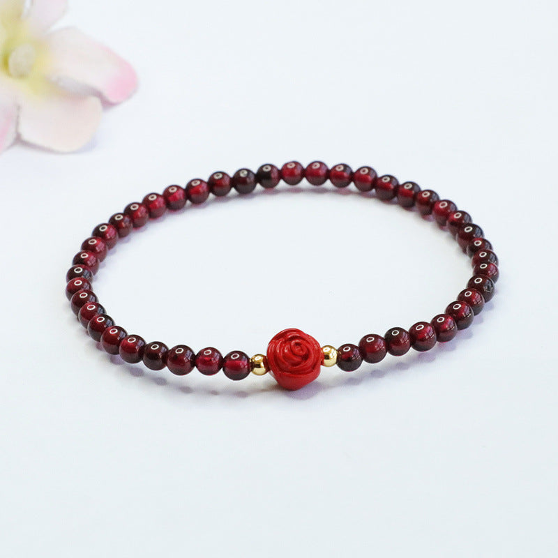 Vermilion Sand and Garnet Sterling Silver Bracelet