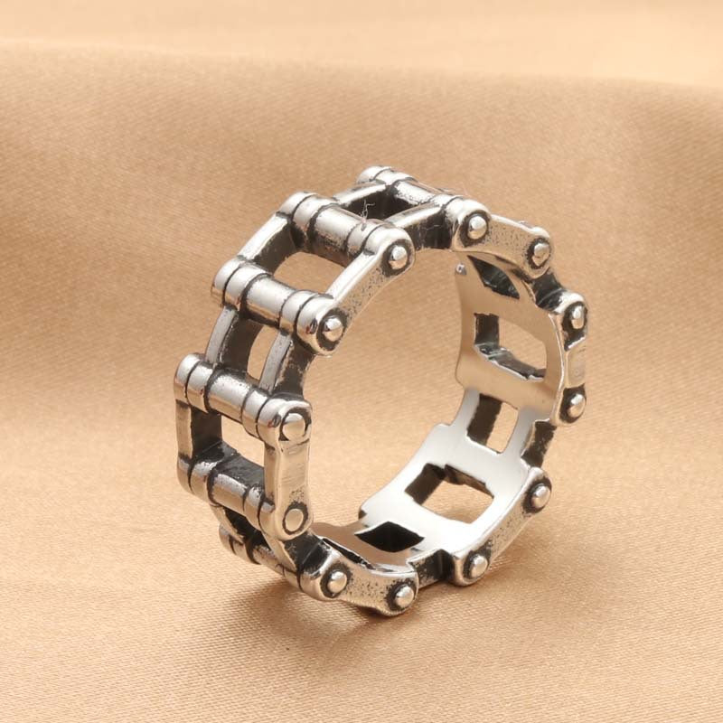 Titanium Steel Locomotive Chain Ring for Men - Retro Stylish Accessory Direct from Manufacturer