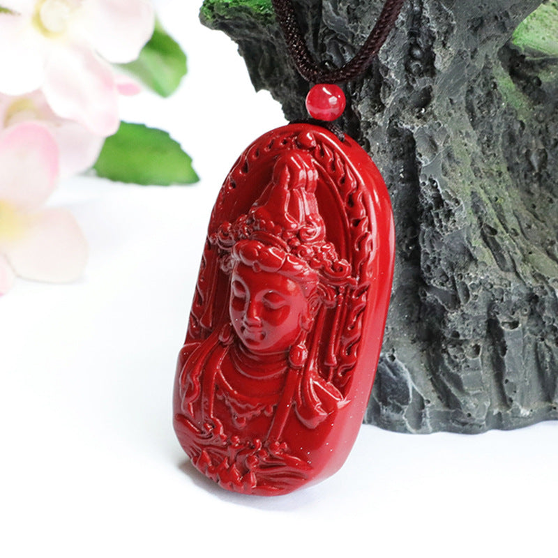 Ethnic Style Vermilion Sand Purple Gold Guanyin Pendant