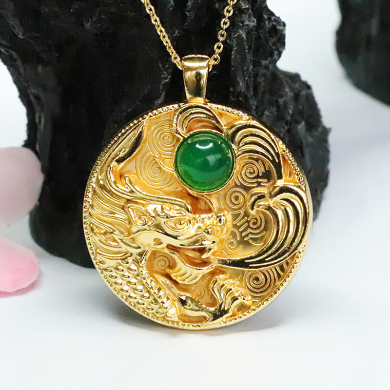 Chalcedony Dragon Fortune's Favor Pendant