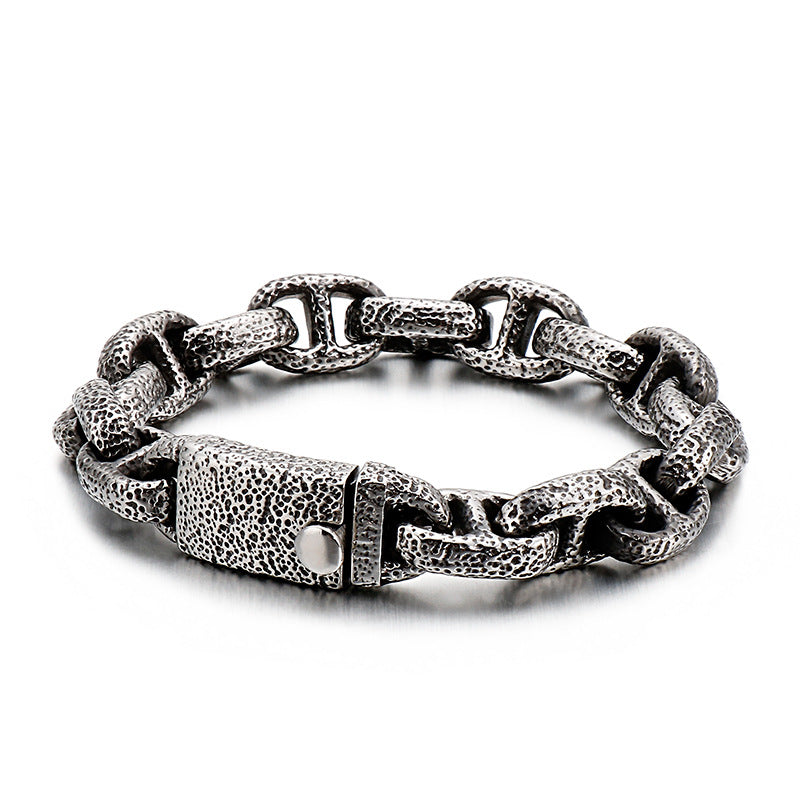 Vintage-Inspired Stainless Steel Men's Bracelet with Japanese Characters in Titanium Steel