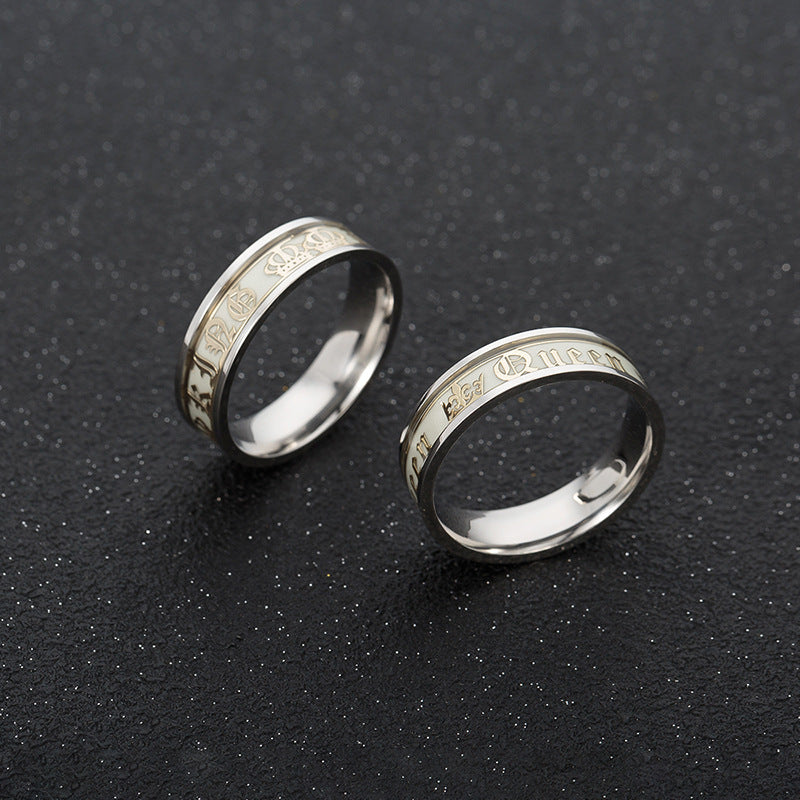 Glowing Stainless Steel Couple Rings Set for Men and Women, Wholesale Luminous Jewelry