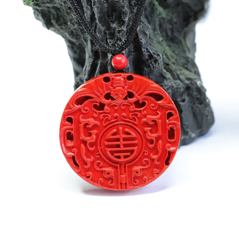 Antique Sand Cinnabar Jewelry Pendant of Good Luck