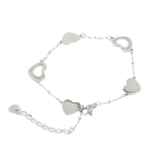 Elegant Titanium Steel Heart Bracelet for Women - Chic Stainless Steel Jewelry