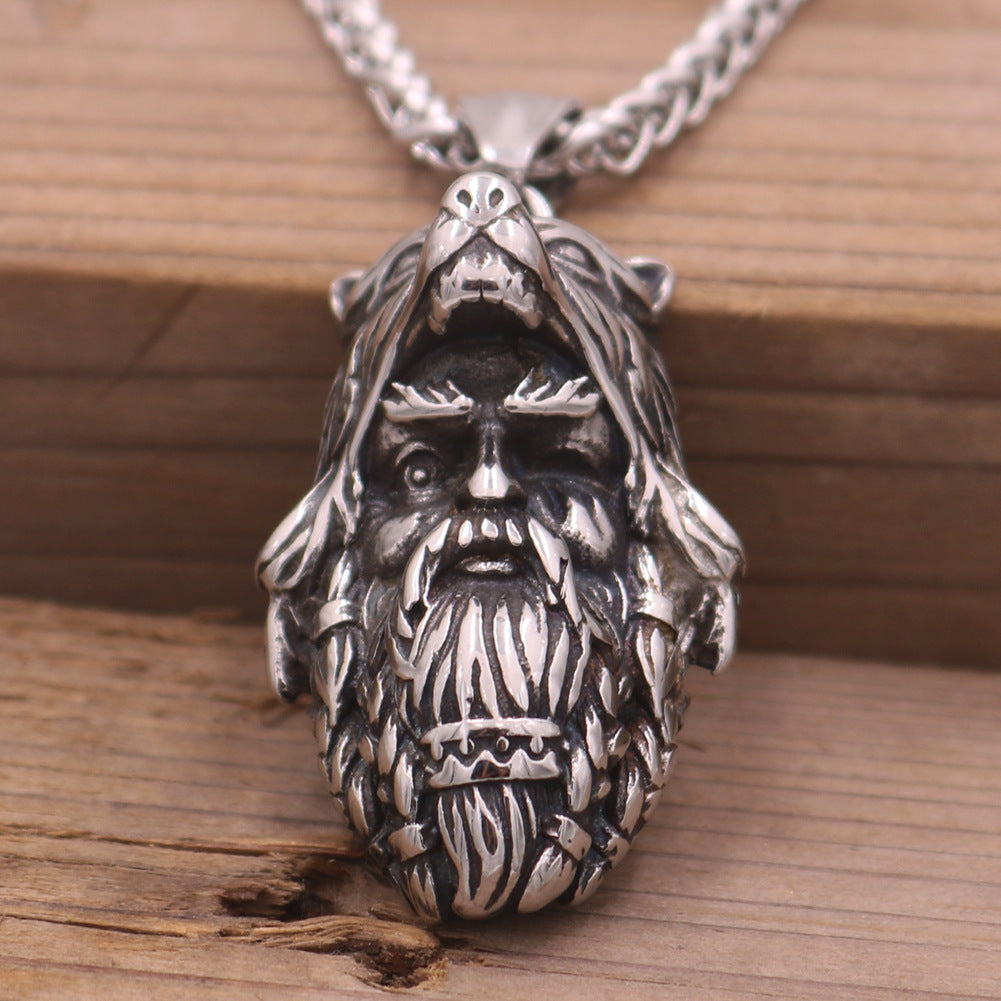 Wolf Head Stainless Steel Necklace Inspired by Viking Mythology and Norse Legacy