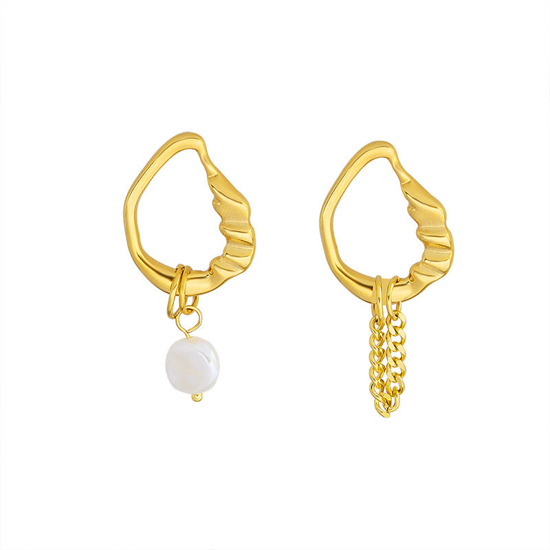 Luxury Retro Earrings with Imitation Pearls and Asymmetrical Design