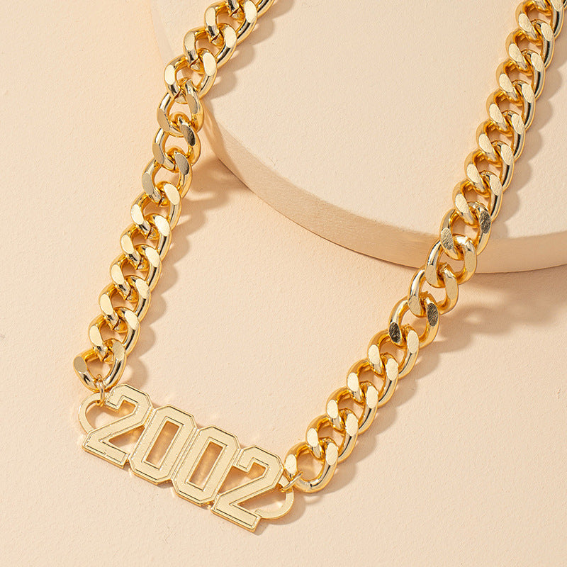 European and American Urban Style 2002 Digital Coarse Chain Necklace - Vienna Verve Collection