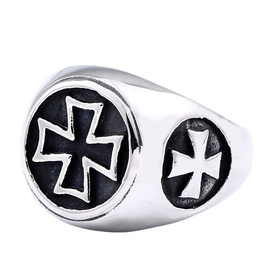 Titanium Steel Vintage Men's Cross Band Ring - Premium Wholesale Jewelry for Modern Styles