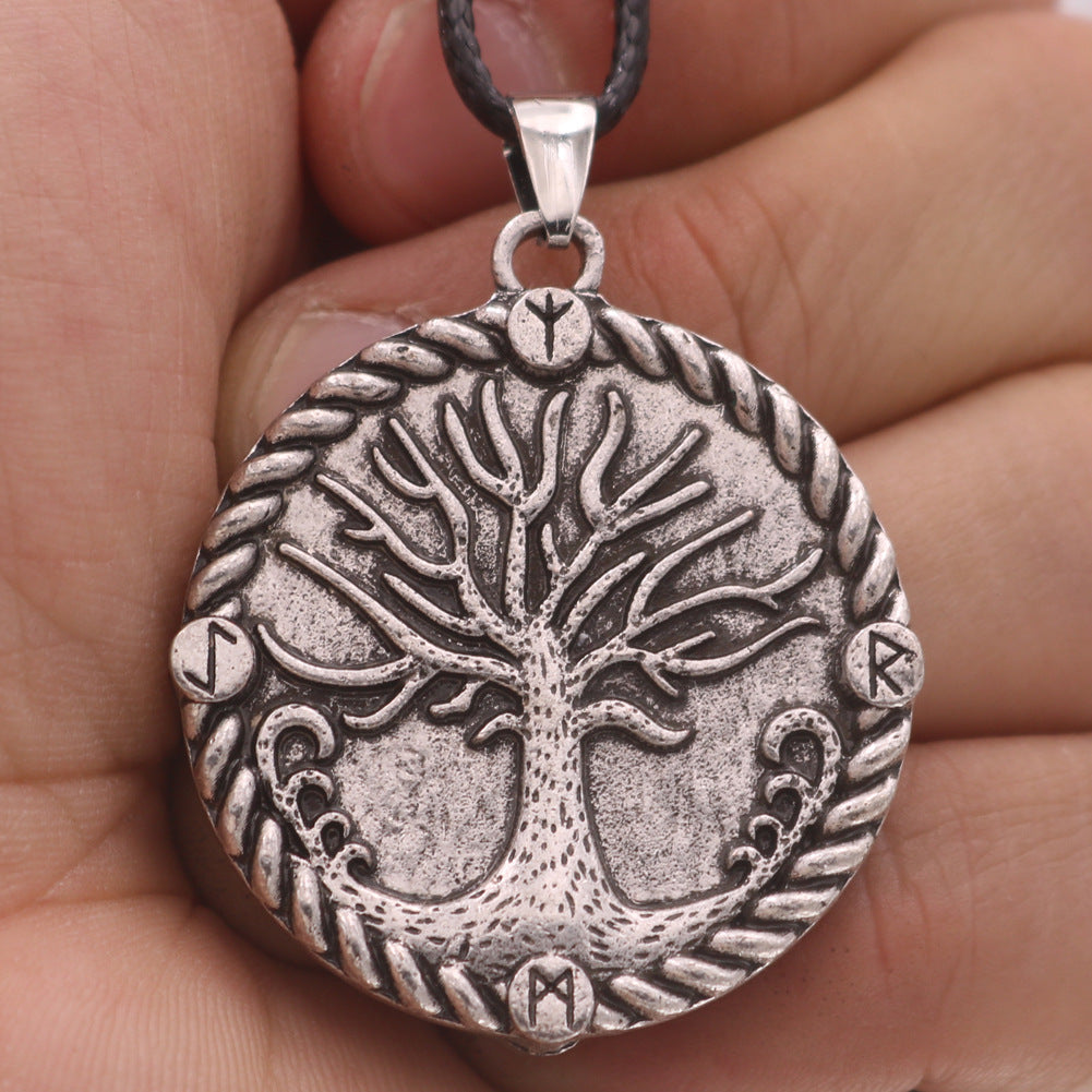 Pirate Tree of Life Nordic Mythology Necklace with Rune Pendant - Men's Jewelry by Planderful Collection