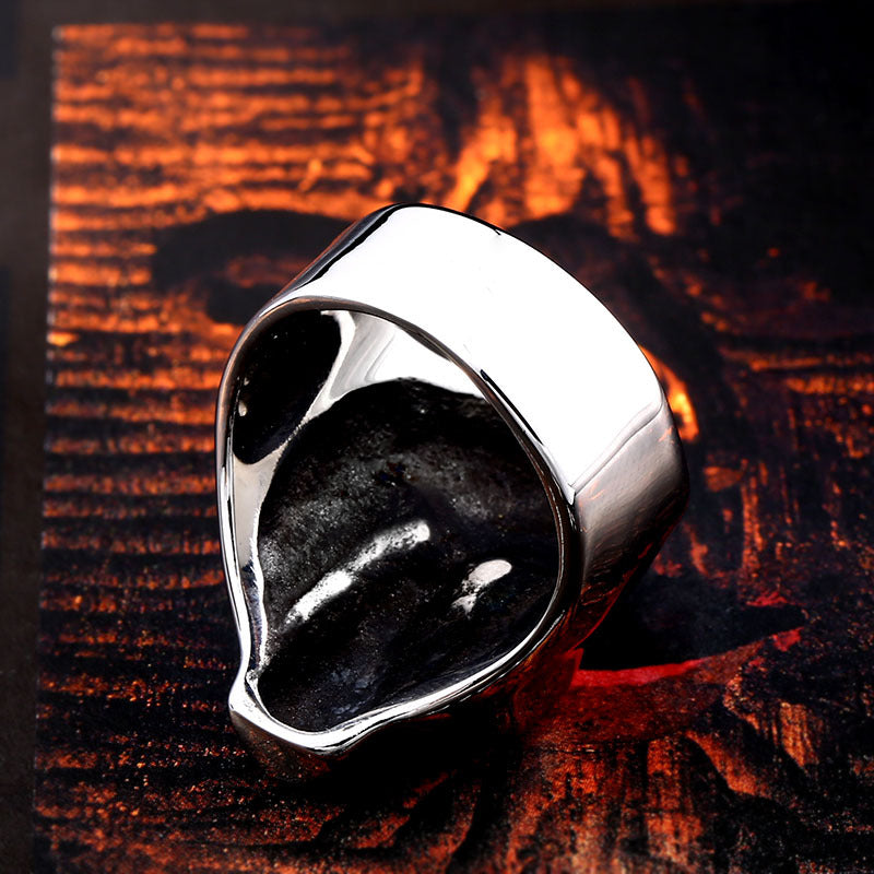 Titanium Steel Reaper Skull Ring for Men - European and American Punk Style Jewelry, Wholesale Available