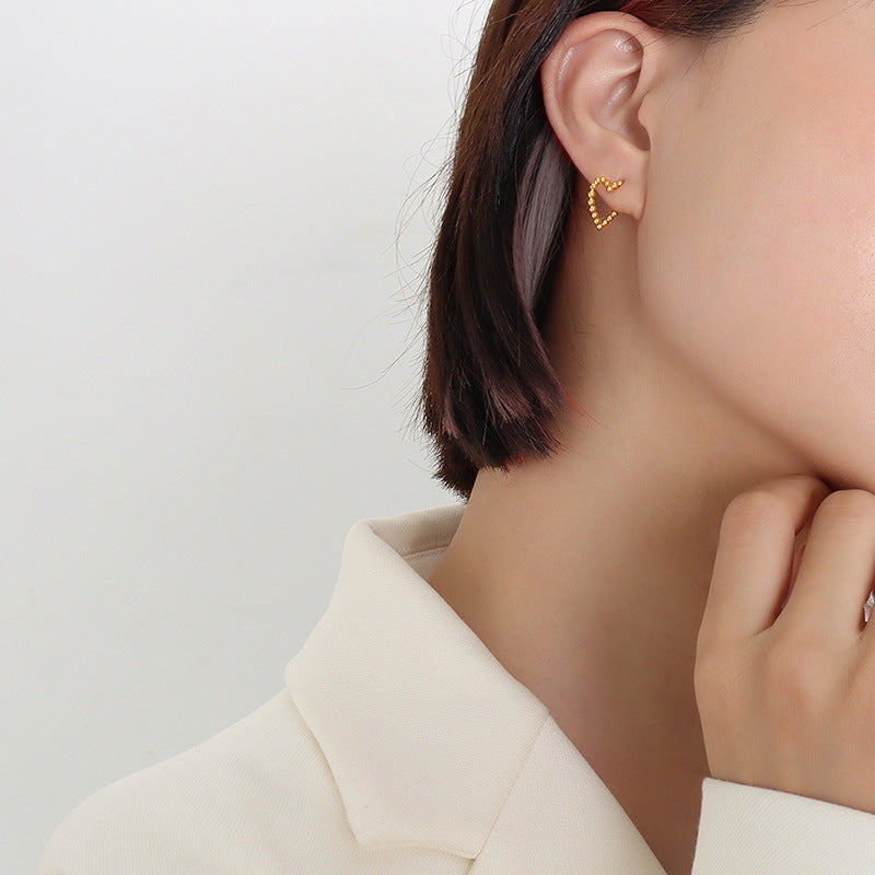 Golden Love Geometry Earrings with a Cold Wind Twist