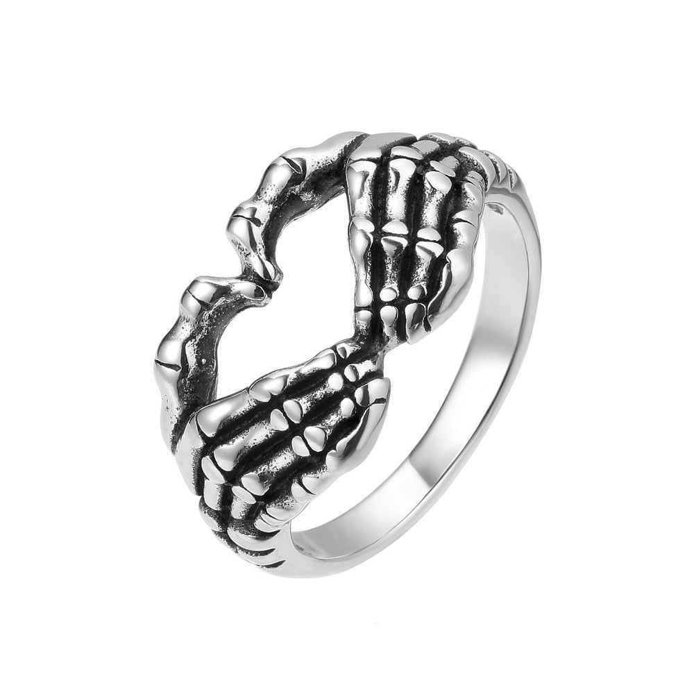 Personalized Retro Heart to Heart Titanium Steel Ring - Wholesale Jewelry for Europe and America