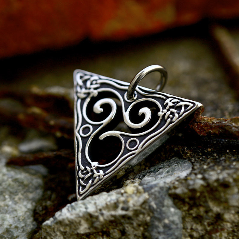 Vintage Viking Celtic Knot Titanium Steel Triangle Pendant for Men - Wholesale Stainless Steel Jewelry