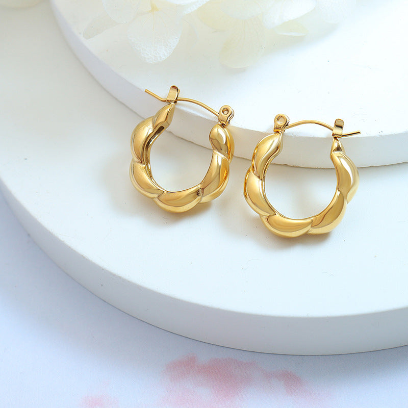 Kinked Temperament Gold-Plated Earrings with Korean Influence