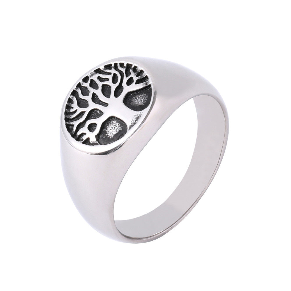 Wholesale Simple Tree of Life Titanium Steel Ring for Men and Women