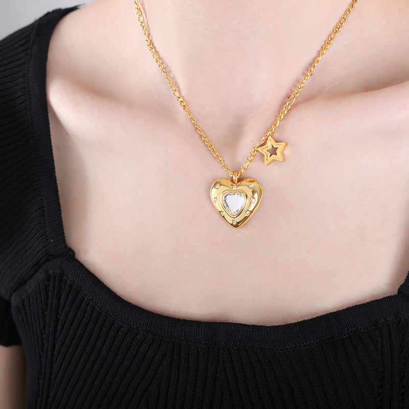 Hip-hop Geometric Heart Necklace - Planderful Collection