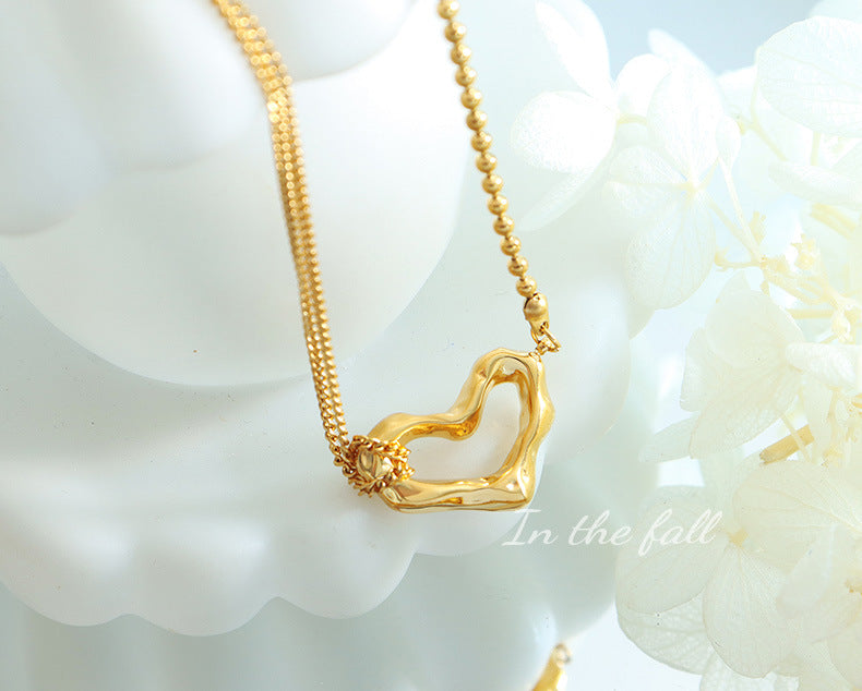 18k Gold Irregular Heart Pendant Necklace - Planderful Everyday Genie Collection