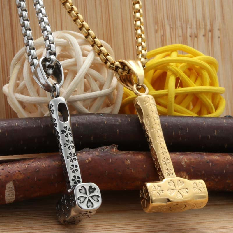 Titanium Steel Punk Hammer Pendant Necklace - Retro Trendy Men's Accessory