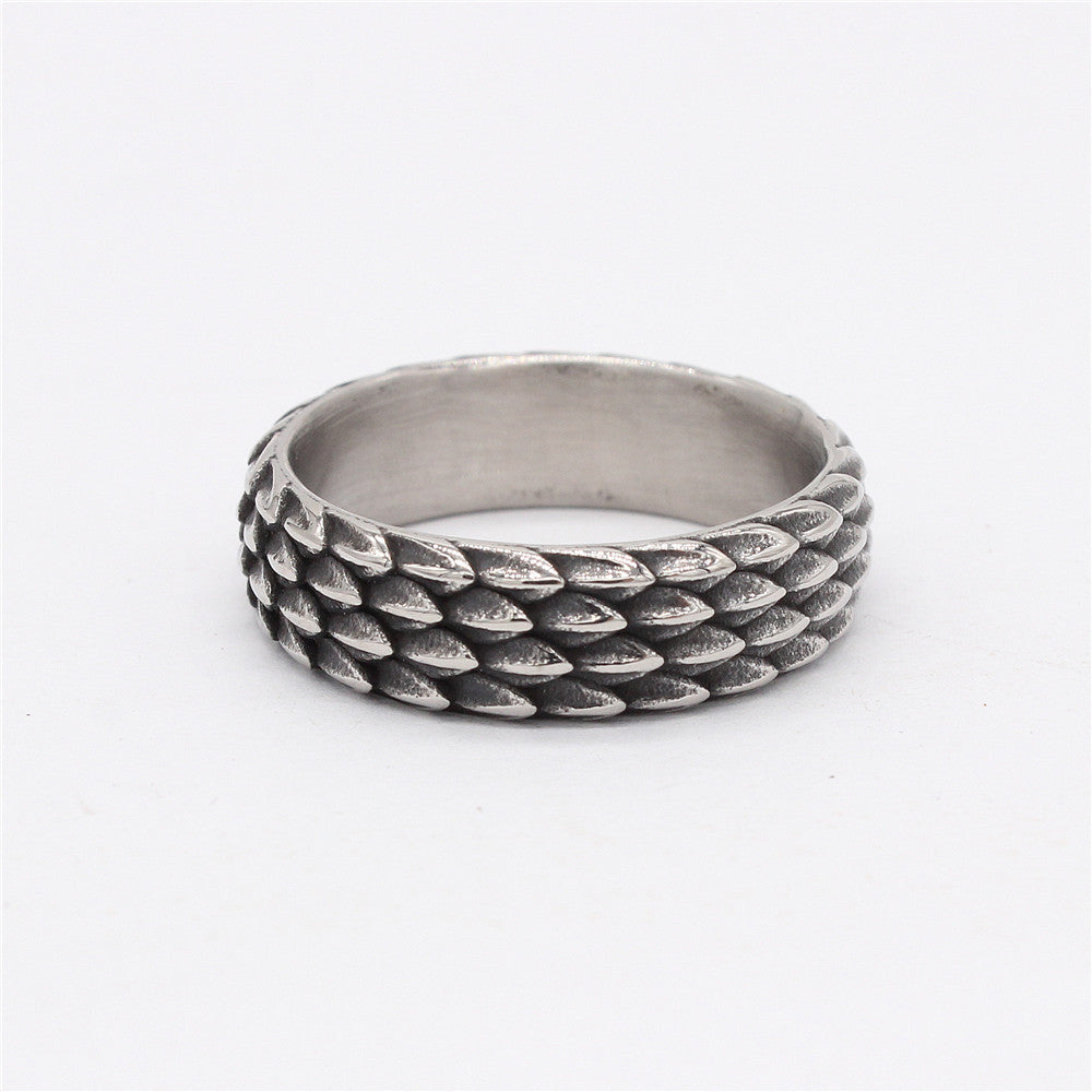 European and American Fashion Simple Dragon Men's Titanium Ring - Wholesale Jewelry