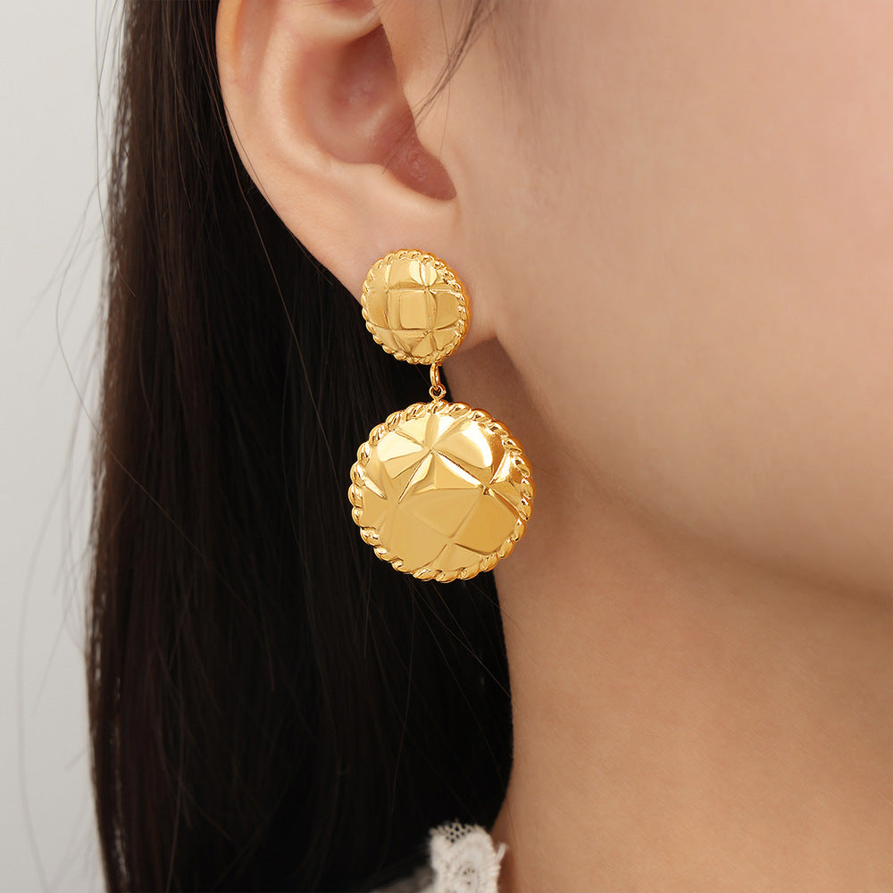 Joker Style Titanium Gold-Plated Star Earrings - Geometric Design for Women