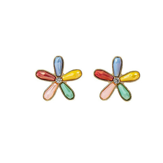 Colorful Vienna Verve Metal Flower Earrings - Elegant Design and Lightweight