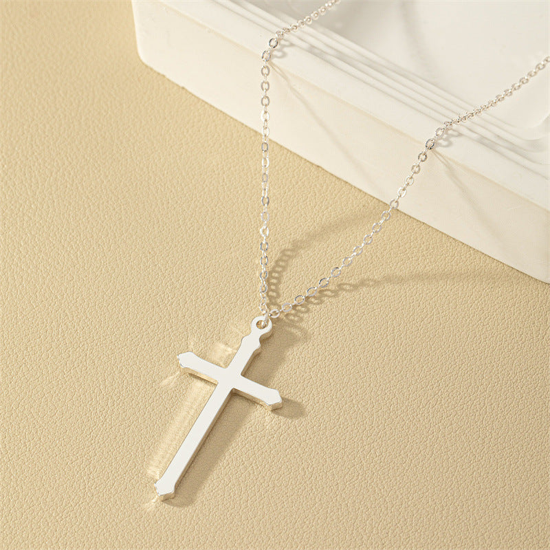 European and American Trendy Metal Cross Necklace Set with Customizable Collarbone Chain