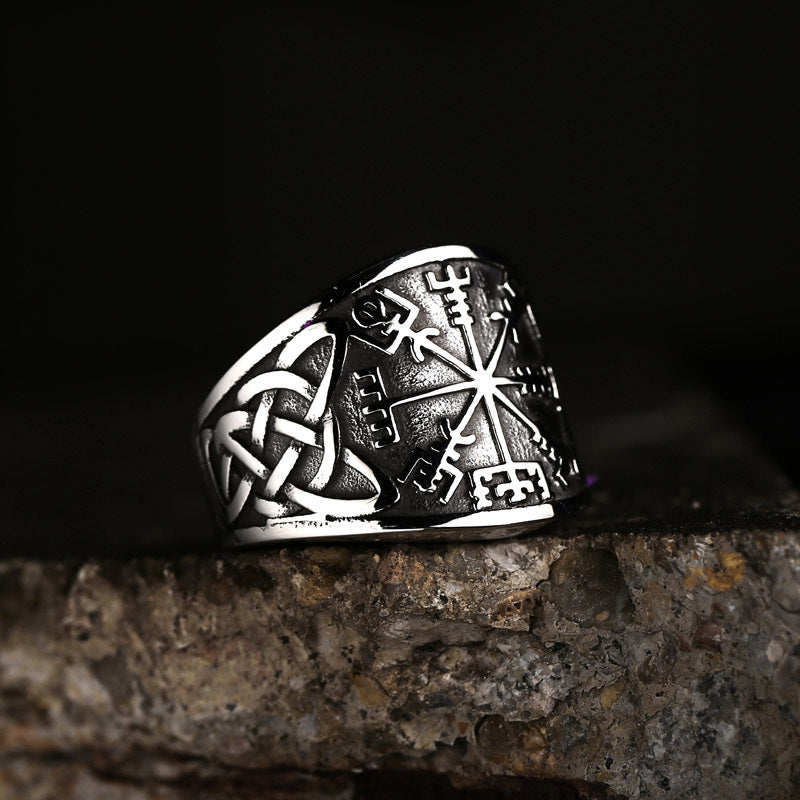 Trendy Viking Rune Stainless Steel Ring for Men - Retro Titanium Steel Jewelry in Sizes 7-13