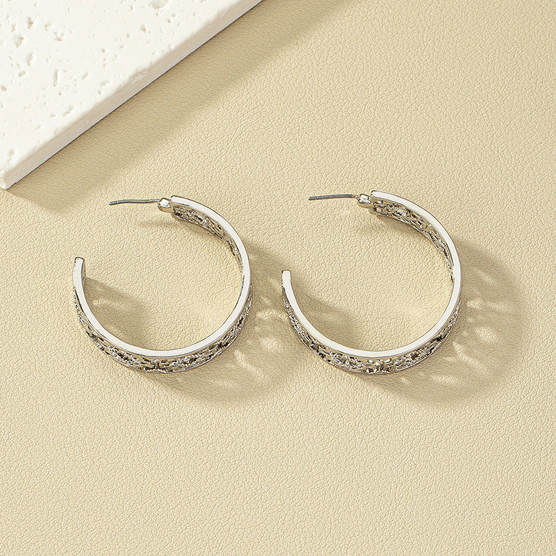 Chic Hollow C-Shaped Earrings with Metal Needles - Vienna Verve Collection