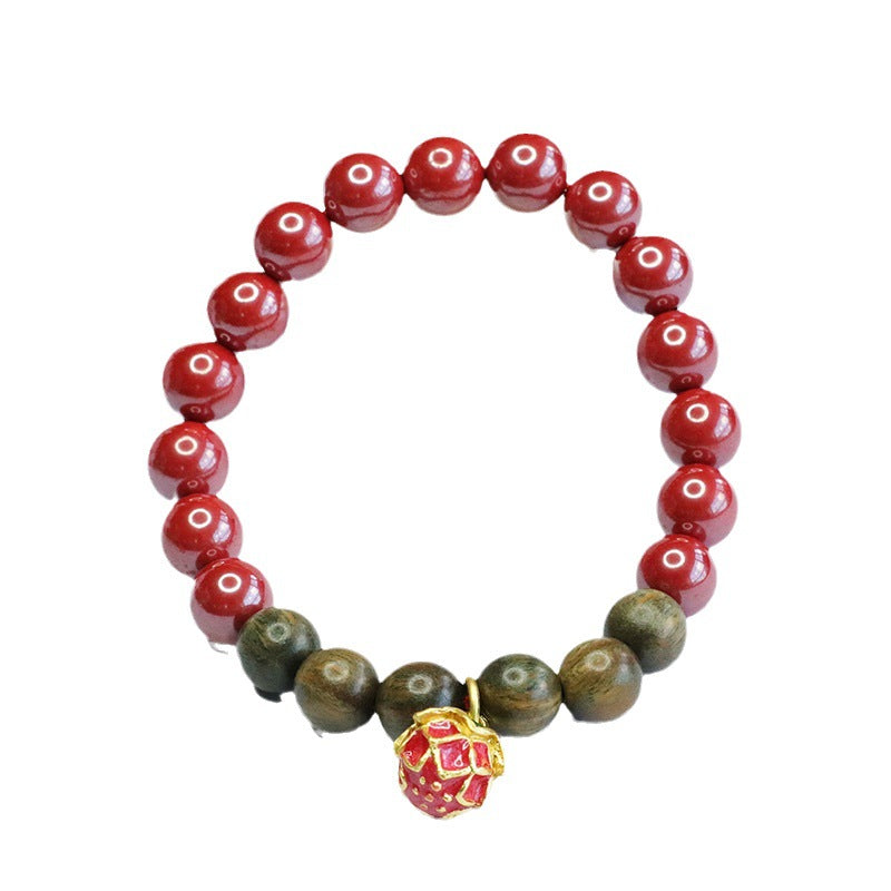 Fortune's Favor Sterling Silver Cinnabar and Sandalwood Bracelet