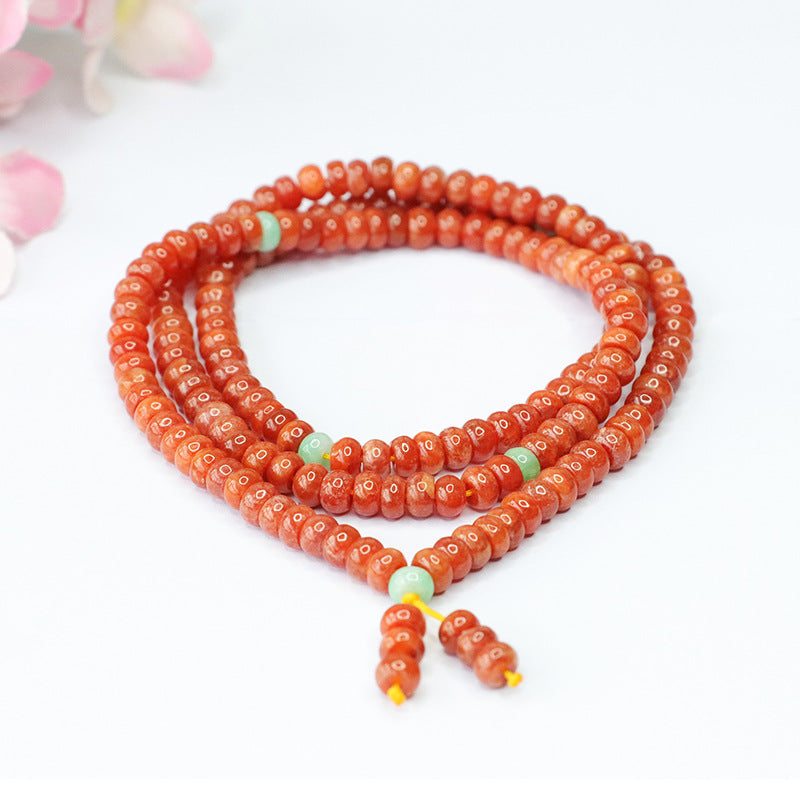 Natural Jade Necklace Red and Yellow Jade Abacus Beads Sweater Chain Jade