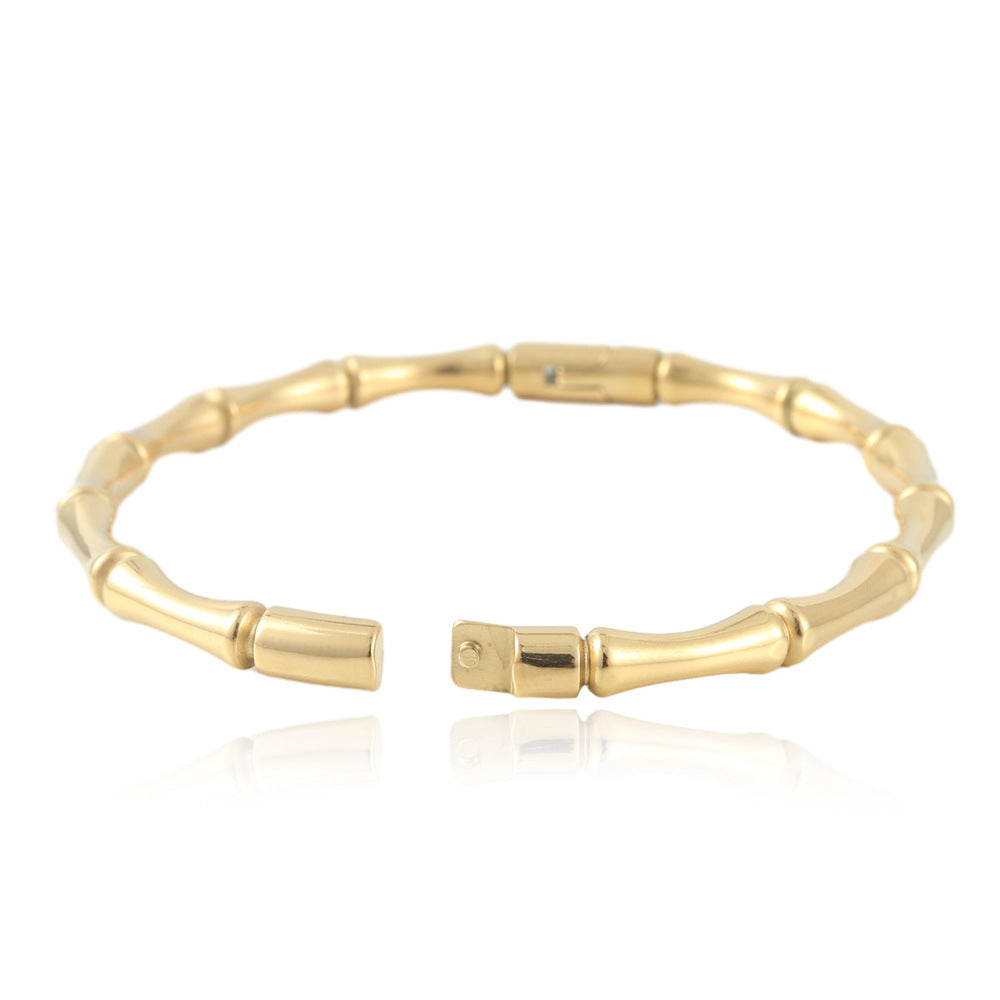 Stainless Steel Bamboo Bracelet - Chic Light Luxury Accessory for Women