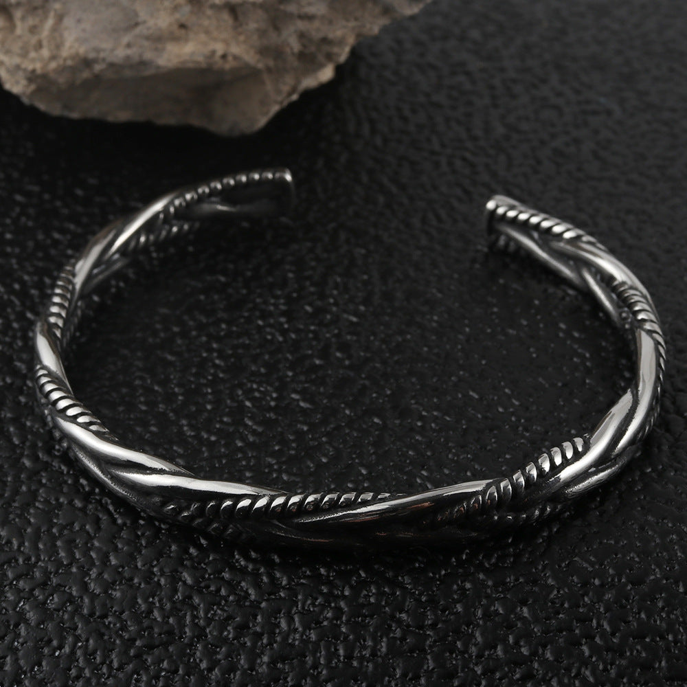 Titanium Steel Woven Bracelet for Men - Modern Twist Design & Durable Elegance