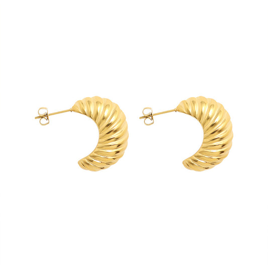 Moon Twist Exaggerated Earrings - 18K Gold Plated Stainless Steel Crescent Studs